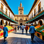 **

"A vibrant, hand-painted landscape of Seville's Giralda, showcasing rich colors and textured brushstrokes, inspired by a local market find. Fully clothed figures stroll in the foreground. Safe for work, appropriate content, fully clothed, perfect anatomy, natural proportions, professional quality, family-friendly."

**