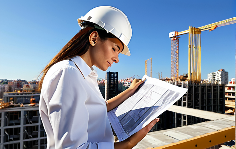 **

"A professional architect, fully clothed in a modest blouse and slacks, reviewing blueprints at a sunlit construction site in Madrid, Spain. Background shows modern buildings under construction against a clear sky. Perfect anatomy, correct proportions, natural pose, well-formed hands, proper finger count, professional attire, safe for work, appropriate content, family-friendly, high-resolution, realistic rendering."

**