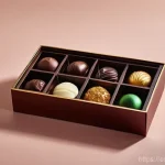 수공예 초콜릿 포장 - **Luxurious Artisanal Chocolate Box Opening:** A close-up, high-angle shot of elegant, diverse hands...